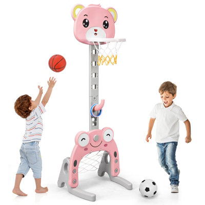 Costway 3-in-1 Kids Basketball Hoop Stand Set Ring Toss Portable Sport ...