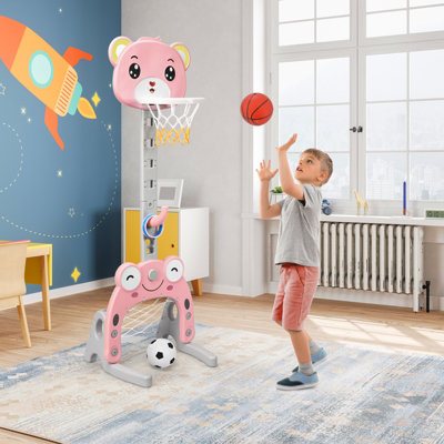 Costway 3-in-1 Kids Basketball Hoop Stand Set Ring Toss Portable Sport ...