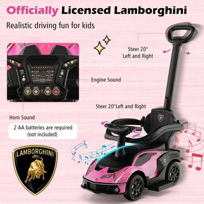 Costway 3 in 1 Kids Ride on Push Car Licensed Lamborghini Push Along Car Baby Stroller