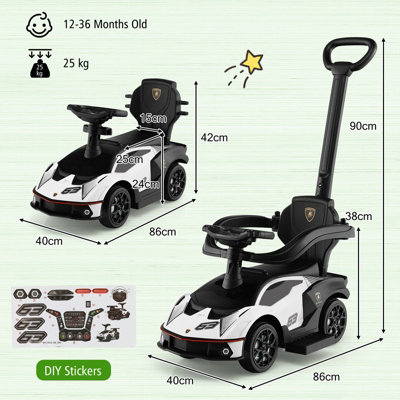 Costway 3 in 1 Kids Ride on Push Car Licensed Lamborghini Push Along Car Baby Stroller