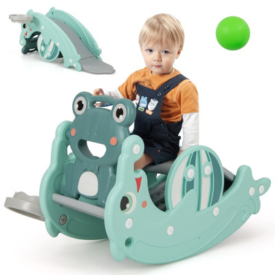 Costway 3-in-1 Kids Slide Rocking Horse Toy Set Indoor Kids Rocking ...