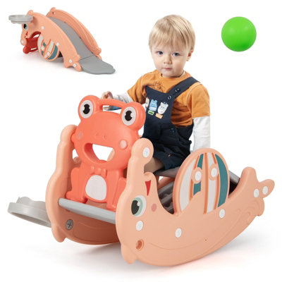 Costway 3-in-1 Kids Slide Rocking Horse Toy Set Indoor Kids Rocking ...