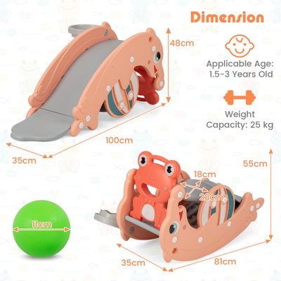 Costway 3-in-1 Kids Slide Rocking Horse Toy Set Indoor Kids Rocking ...