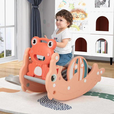 Costway 3-in-1 Kids Slide Rocking Horse Toy Set Indoor Kids Rocking ...