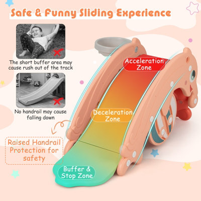 Costway 3-in-1 Kids Slide Rocking Horse Toy Set Indoor Kids Rocking ...
