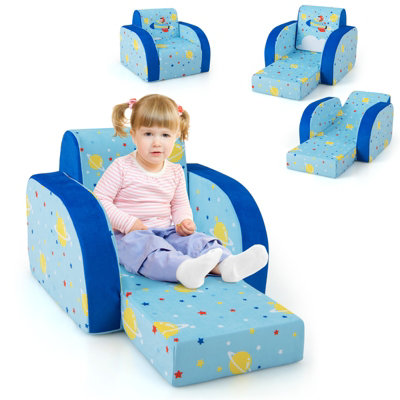 Costway 3 in 1 Kids Sofa Convertible Couch Fold out Sofa Bed Lounger Upholstered Chair