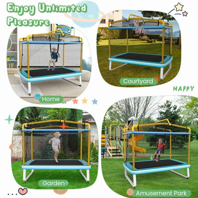Costway 3-in-1 Kids Trampoline 6FT Rectangle Toddler Trampoline w ...