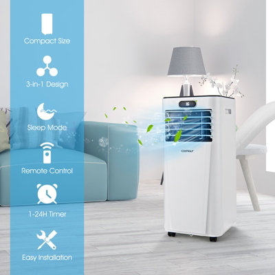 Costway 3-in-1 Mobile Air Conditioner 9000BTU Air Conditioner Fan Dehumidifier Remote Control Wifi