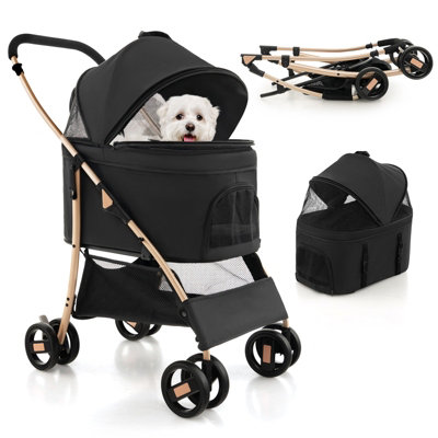 Costway 3-In-1 Pet Stroller Foldable Dog Cat Travel Strolling Cart W/ Adjustable Canopy Price Comparisons | Compare The Build