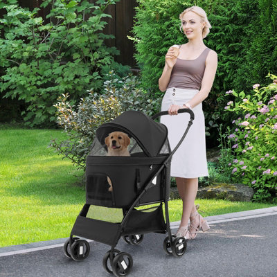 Costway 3 In 1 Pet Stroller Foldable Dog Cat Travel Strolling Cart W Adjustable Canopy