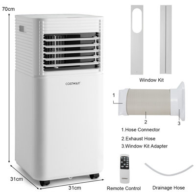 Costway 3-in-1 Portable Air Conditioner 7000 BTU Air Cooler w/ Fan & Dehumidifier Mode
