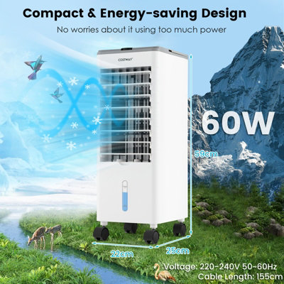 Costway 3-in-1 Portable Evaporative Cooler Fan Humidifier Air Conditioners 3 Wind Speeds