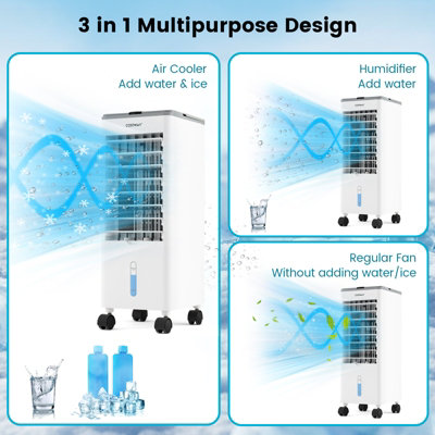 Costway 3-in-1 Portable Evaporative Cooler Fan Humidifier Air Conditioners 3 Wind Speeds - 4