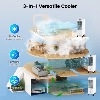 Costway 3-in-1 Portable Evaporative Cooler Fan Humidifier Air Conditioners 3 Wind Speeds