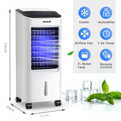 Costway Portable Air Cooler Fan & Heater Humidifier with Washable Filter  Remote Control 