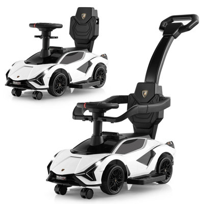 Costway 3-In-1 Ride on Push Car Licensed Lamborghini Walking Toy Car w/  Music