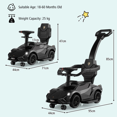 Costway 3-In-1 Ride on Push Car Licensed Lamborghini Walking Toy Car w ...