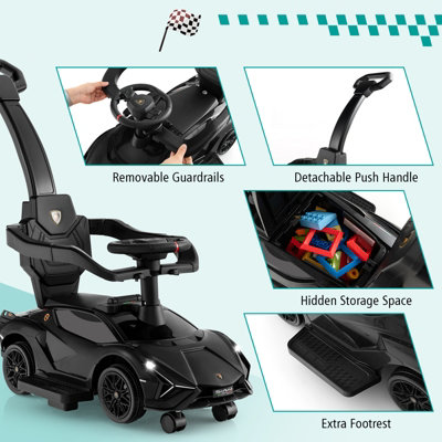 Costway 3-In-1 Ride on Push Car Licensed Lamborghini Walking Toy Car w ...