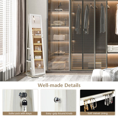 Costway LED Jewelry Armoire Cabinet with Bevel Edge Mirror Organizer  Mirrored Standing New HW58536BK - The Home Depot