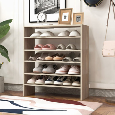 Costway 3-in-1 Stackable Shoe Rack 6-Tier Shoes Storage Shelf Free ...