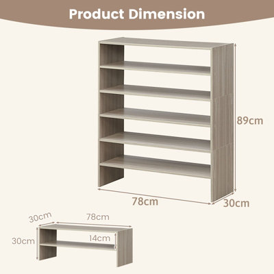 Costway 3-in-1 Stackable Shoe Rack 6-Tier Shoes Storage Shelf Free Standing Organizer - 3