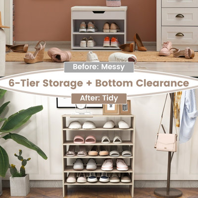 Costway 3-in-1 Stackable Shoe Rack 6-Tier Shoes Storage Shelf Free Standing Organizer - 7