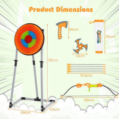 COSTWAY 3 in 1 Throwing Target Set Kids Throwing Game w/ a Bow & 5 ...