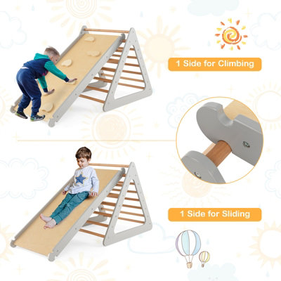 Costway 3 in 1 Toddler Climbing Toy Set Wooden Climber Log Bridge Kids Activity Center - 5