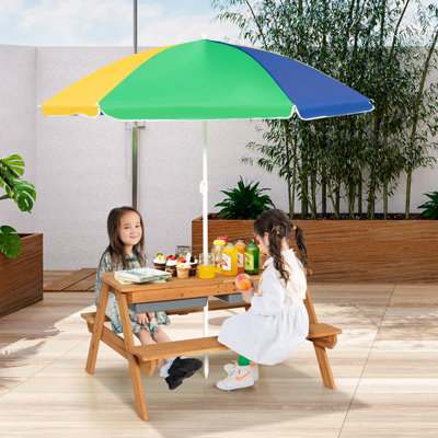 Costway 3 In 1 Toddler Picnic Table Kids Picnic Table Bench Set