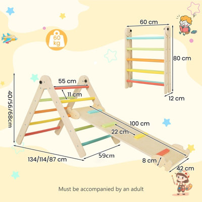 Costway 3-in-1 Triangular Climbing Toys Foldable Triangle Set w/ Sliding/Climbing Ramp