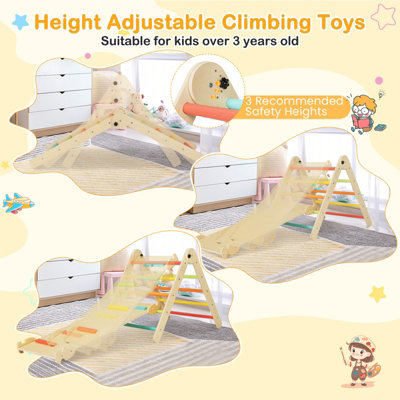 Costway 3-in-1 Triangular Climbing Toys Foldable Triangle Set w/ Sliding/Climbing Ramp - 5