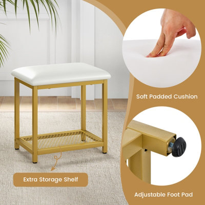 Costway 3 in 1 Vanity Dressing Table Set Book Storage Shelf Ladder Desk Cushioned Stool