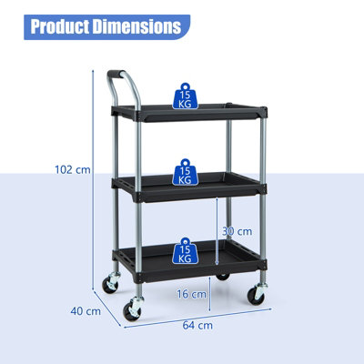 Costway 3 Layer Detailing Tool Cart 102cm Utility Cart Tool Mobile Rolling Cart
