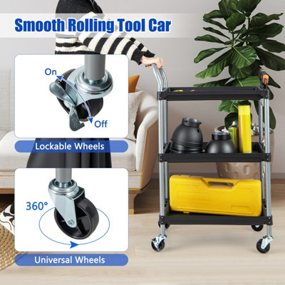 Costway 3 Layer Detailing Tool Cart 102cm Utility Cart Tool Mobile Rolling Cart - 6
