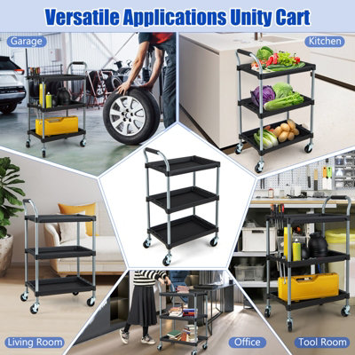 Costway 3 Layer Detailing Tool Cart 102cm Utility Cart Tool Mobile Rolling Cart - 9