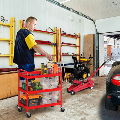 Costway 3-Layer Service Utility Cart Rolling Tool Cart for Garage Kitchen Hotel Workshop - 4