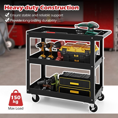 Costway 3-Layer Service Utility Cart Rolling Tool Cart w/ 2 Lockable Universal Wheels