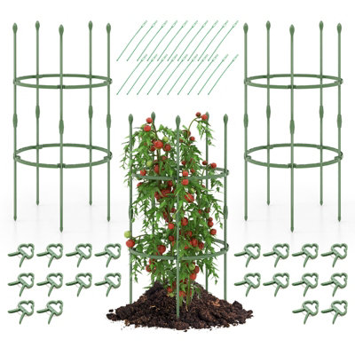 Costway 3-Pack Garden Tomato Trellis 54cm/102cm Adjustable Tomato Cage ...