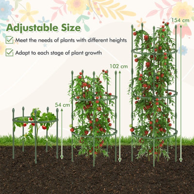 Costway 3-Pack Garden Tomato Trellis Height Adjustable Tomato Cage ...