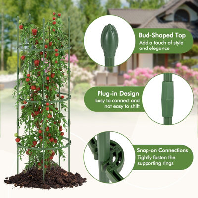 Costway 3-Pack Garden Tomato Trellis Height Adjustable Tomato Cage ...