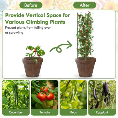 Costway 3-Pack Garden Tomato Trellis Height Adjustable Tomato Cage ...