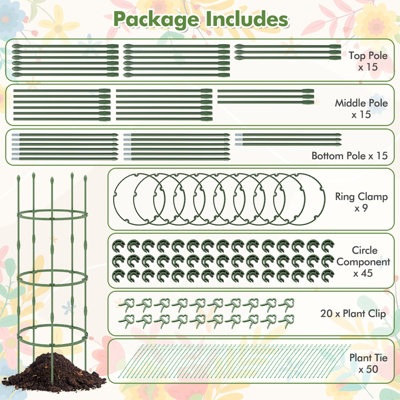 Costway 3-Pack Garden Tomato Trellis Height Adjustable Tomato Cage ...