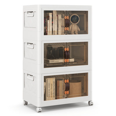 Costway 3 Pack Stackable Storage Cabinet Folding Home Organizer ...