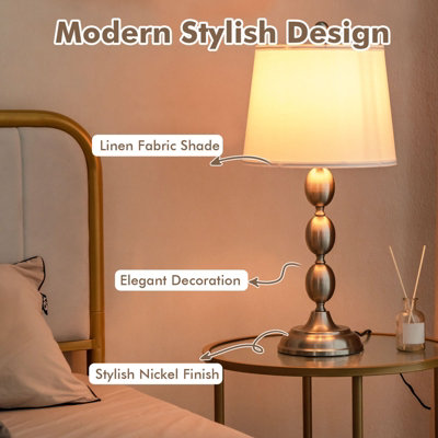 Costway 3 Pack Table & Floor Lamp Set Weighted Base & Eye-Protecting Lamp Shade E27 - 5