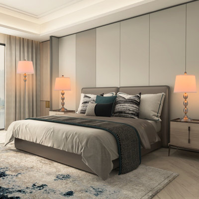Costway 3 Pack Table & Floor Lamp Set Weighted Base & Eye-Protecting Lamp Shade E27 - 9