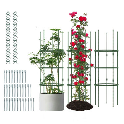 Costway 3 Pack Tomato Cage 153 cm Adjustable Tall Plant Support Trellis ...