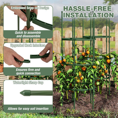 Costway 3 Pack Tomato Cage 153 cm Adjustable Tall Plant Support Trellis ...