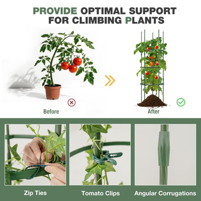 Costway 3 Pack Tomato Cage 153 cm Adjustable Tall Plant Support Trellis ...