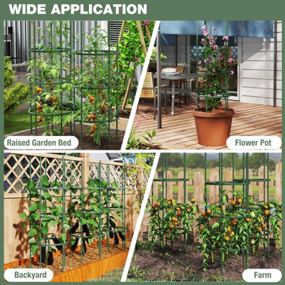 Costway 3 Pack Tomato Cage 153 cm Adjustable Tall Plant Support Trellis ...