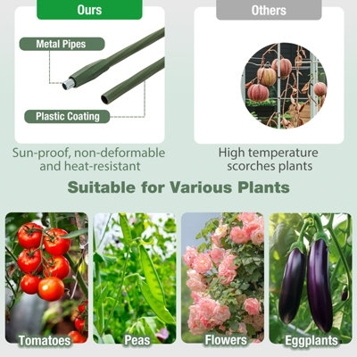 Costway 3 Pack Tomato Cage 153 cm Adjustable Tall Plant Support Trellis ...